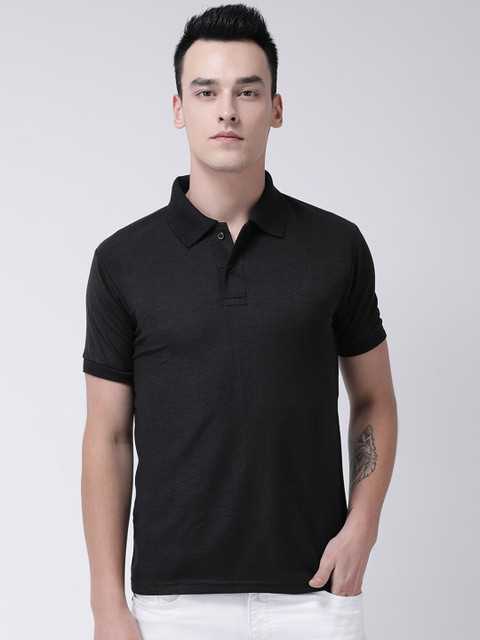 

GRACIT Men Black Solid Polo Collar T-shirt