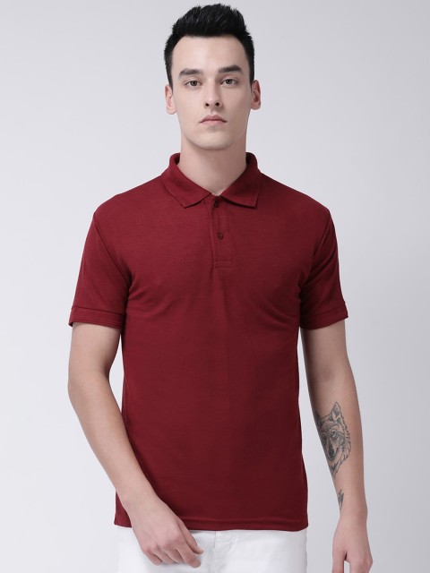 

GRACIT Men Maroon Solid Polo Collar T-shirt