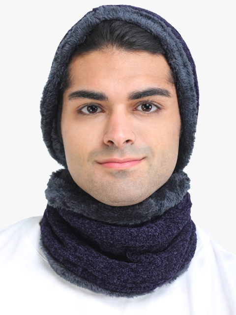 

ELLIS Unisex Blue Wool Beanie With Neck Warmer
