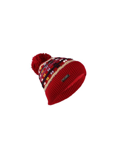 

iSWEVEN Unisex Red & Beige Printed Beanie
