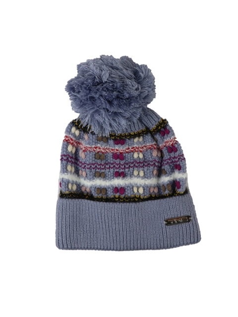 

iSWEVEN Unisex Blue & Purple Woollen Self Design Inside fur thick Beanie Cap