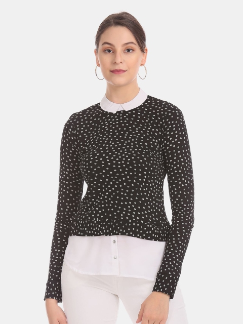 

ELLE Black Floral Print Top