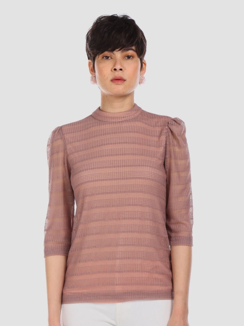 

ELLE Purple Striped Puff Sleeve Top