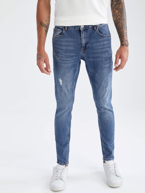 

DeFacto Men Blue Comfort Skinny Fit Low Distress Light Fade Stretchable Jeans