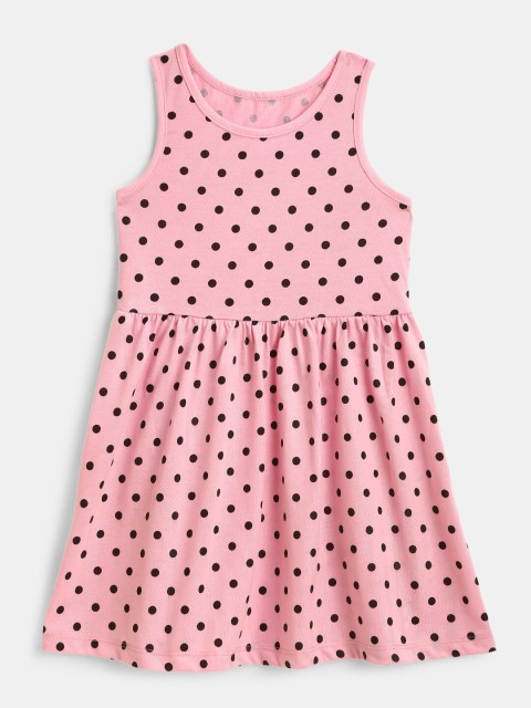 

YK Pink Polka Printed SleevelessDress