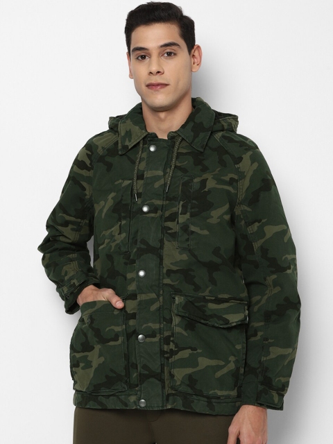 

AMERICAN EAGLE OUTFITTERS Men Green Camouflage Pure Cotton Tailored Jacket