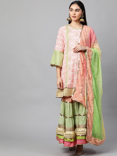 

FASHOR Women Multicoloured Printed Kurta with Sharara & With Dupatta, Multi