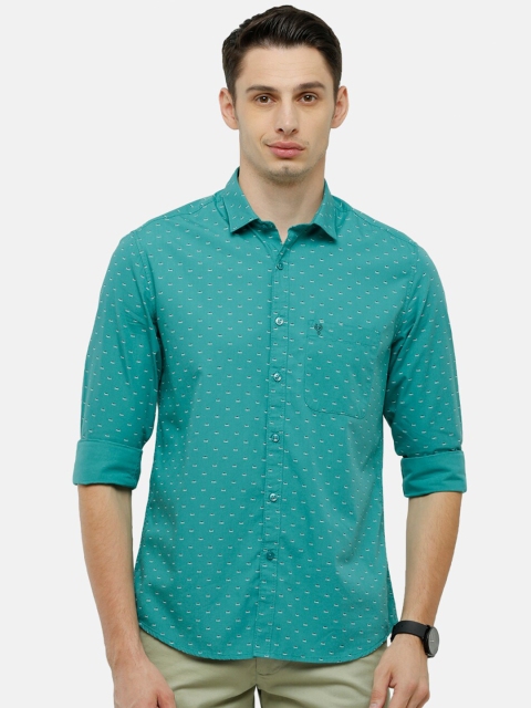 

Classic Polo Men Green Slim Fit Micro Printed Casual Shirt