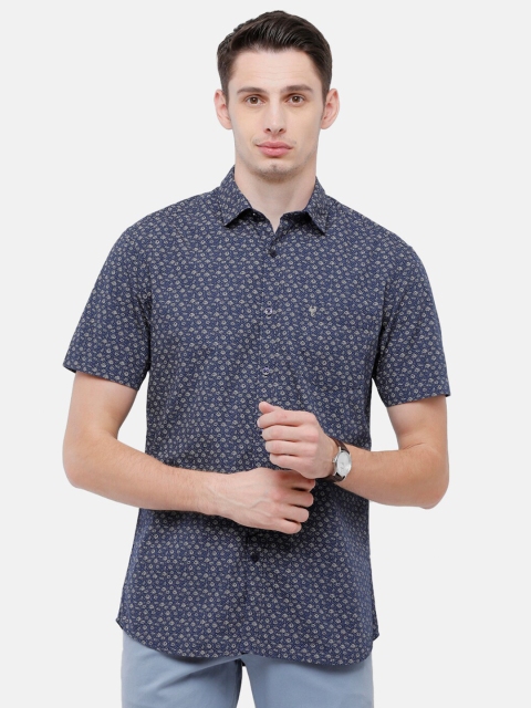 

Classic Polo Men Navy Blue Slim Fit Micro Ditsy Printed Casual Shirt
