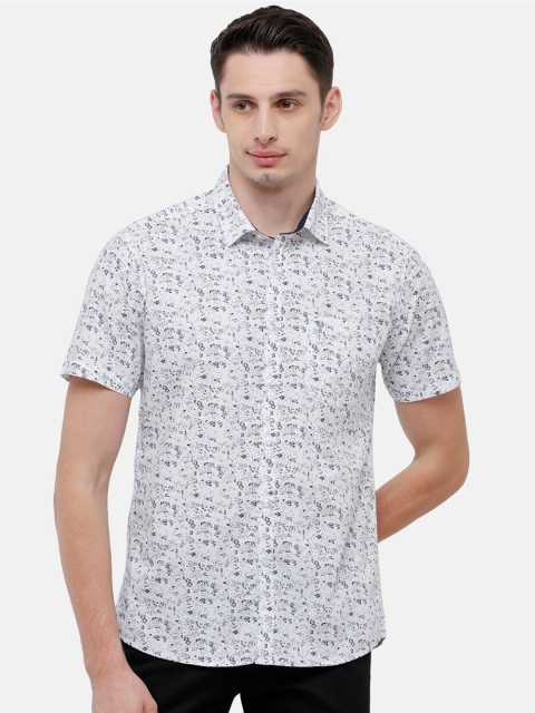 

Classic Polo Men White Slim Fit Floral Printed Casual Shirt