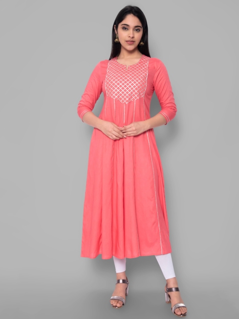 

KALINI Women Peach-Coloured Yoke Design Anarkali Kurta