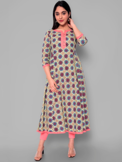 

KALINI Women Multicoloured Floral Printed Handloom Pure Cotton Kurta, Multi