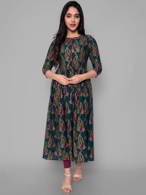 

KALINI Women Blue & Green Paisley Printed A-Line Kurta