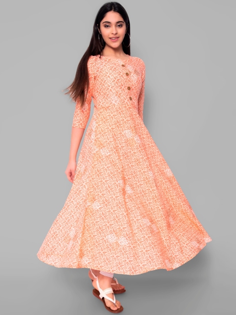 

KALINI Women Beige Ethnic Motifs Printed Anarkali Kurta