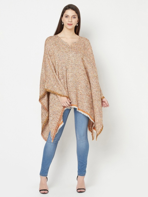 

Owncraft Women White & Brown Poncho