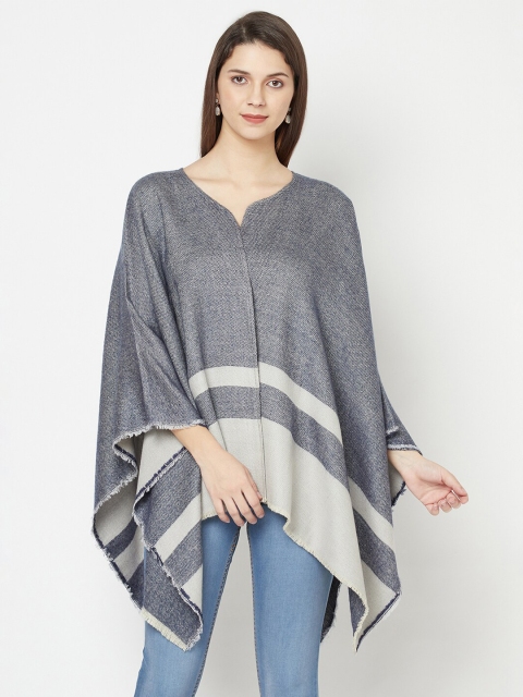 

Owncraft Women Grey & White Striped Acrylic Poncho