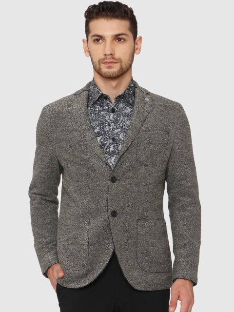 

SELECTED Men Grey Self Design Slim Fit Single Breasted Blazer