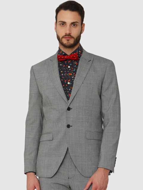 

SELECTED Men Grey Checked Slim Fit Single Breasted Blazer