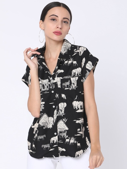 

PAPA BRANDS Women Black Conversational Casual Shirt