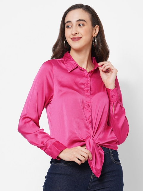 

PAPA BRANDS Women Pink Solid Casual Shirt