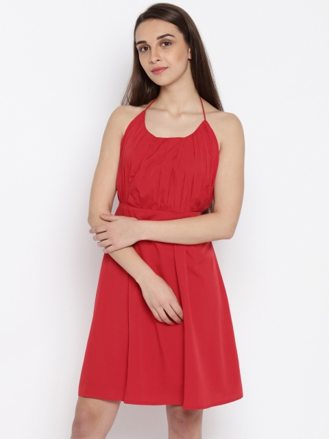 

Vero Moda Women Red Solid A-Line Dress