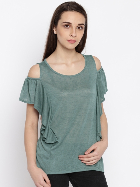 

Vero Moda Women Teal Green Solid Regular Top