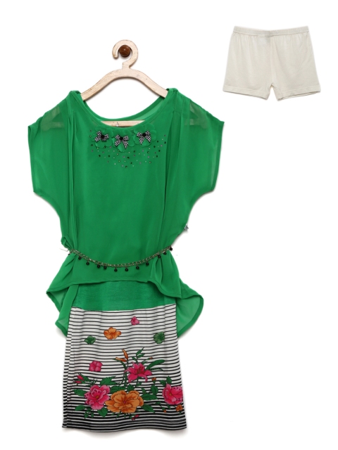 

Peppermint Girls Green Printed Sheath Dress