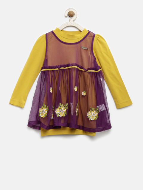 

Peppermint Girls Purple Solid Fit and Flare Dress