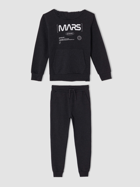 

Defacto Boys Black Printed clothing set Set