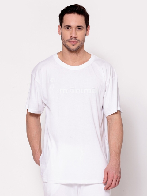 

I Am Animal Men White Organic Cotton Printed Loose T-shirt