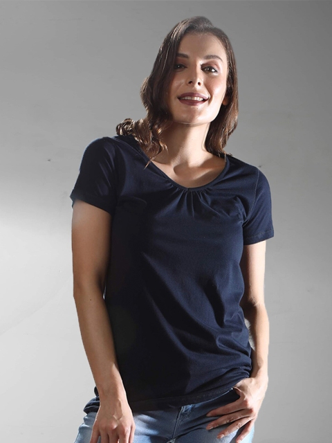 

Dream of Glory Inc Navy Blue Pure Cotton Regular Top