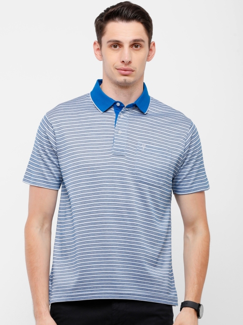 

Classic Polo Men Blue Striped Cotton Polo Collar T-shirt