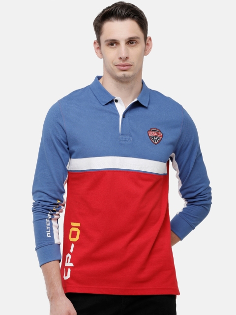 

Classic Polo Men Blue Colourblocked Polo Collar Slim Fit T-shirt