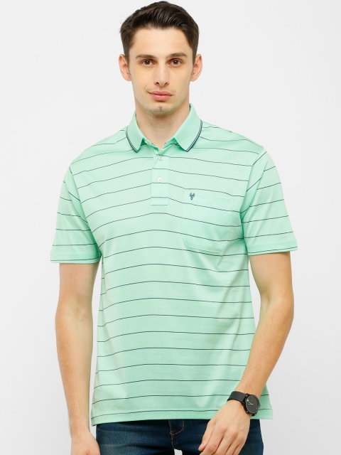 

Classic Polo Men Green Cotton Striped Pocket T-shirt