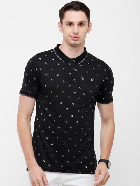 

Classic Polo Men Black & White Printed Polo Collar Slim Fit T-shirt