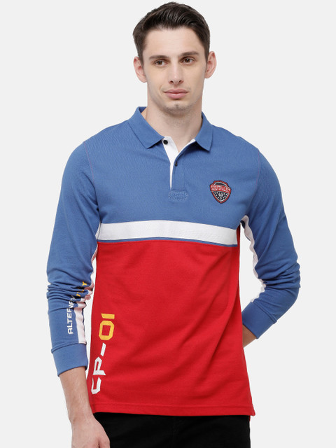 

Classic Polo Men Blue Colourblocked Polo Collar Applique Slim Fit T-shirt