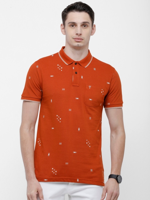 

Classic Polo Men Red Polo Cotton Printed Slim Fit T-shirt