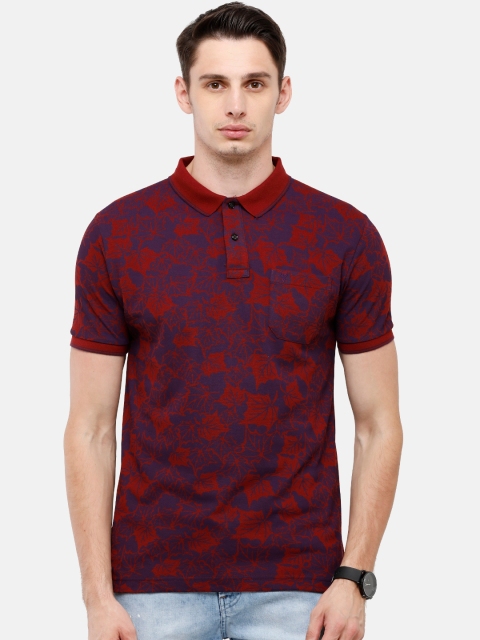 

Classic Polo Men Maroon Printed Polo Collar Slim Fit T-shirt