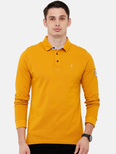 

Classic Polo Men Mustard Yellow Solid Polo Collar Slim Fit Cotton T-shirt