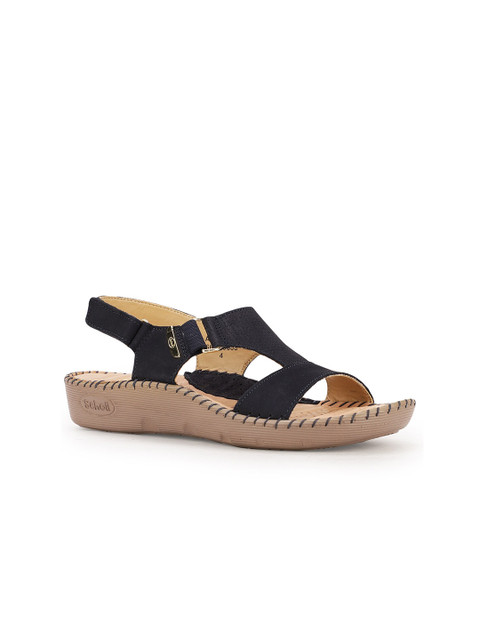 

Scholl Women Black & Beige Leather Comfort Sandals
