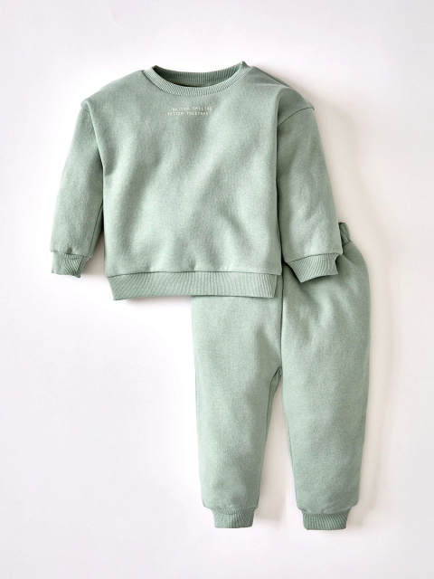 

DeFacto Girls Green Pure Cotton Solid Sweatshirt with Joggers
