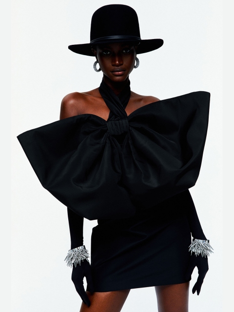 

H&M Women Black Big Bow Dress