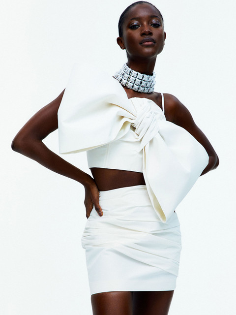 

H&M Women White Draped Mini Skirt