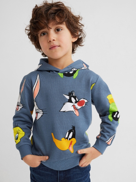 

H&M Boys Printed Hoodie, Blue