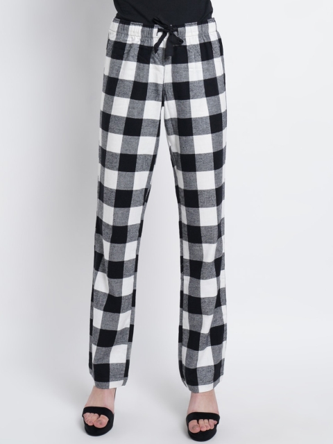 

Purple State Women White & Black Checked Lounge Pant