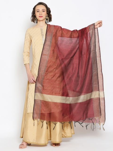 

Dupatta Bazaar Maroon & White Solid Dupatta