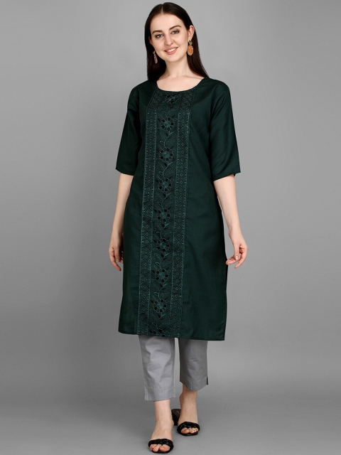 

Viva N Diva Women Green Printed Mirror Work Kurta