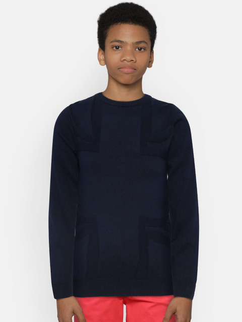 

Pepe Jeans Boys Navy Blue Self Design Sweater