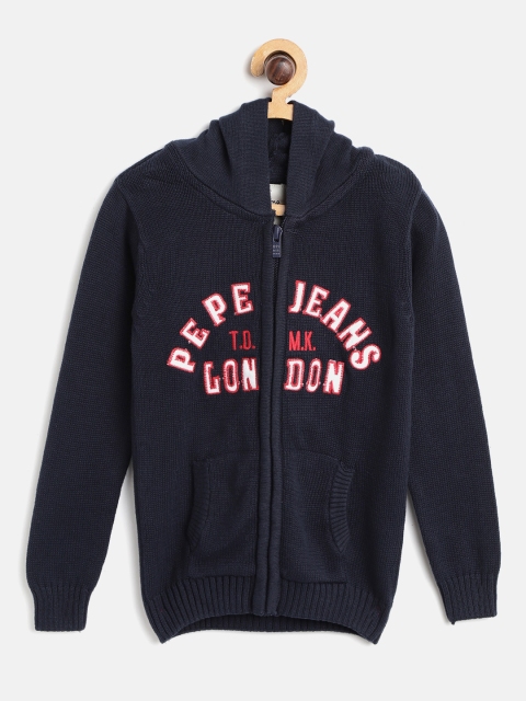 

Pepe Jeans Boys Navy Applique Detail Hooded Cardigan, Navy blue