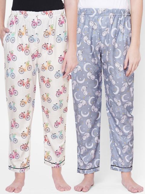 

FashionRack Women Set of 2 Multi Printed Lounge Pants